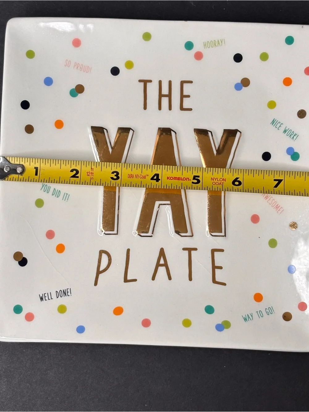 Mudpie “The YAY Plate” Confetti And Celebratory Phrases 8”